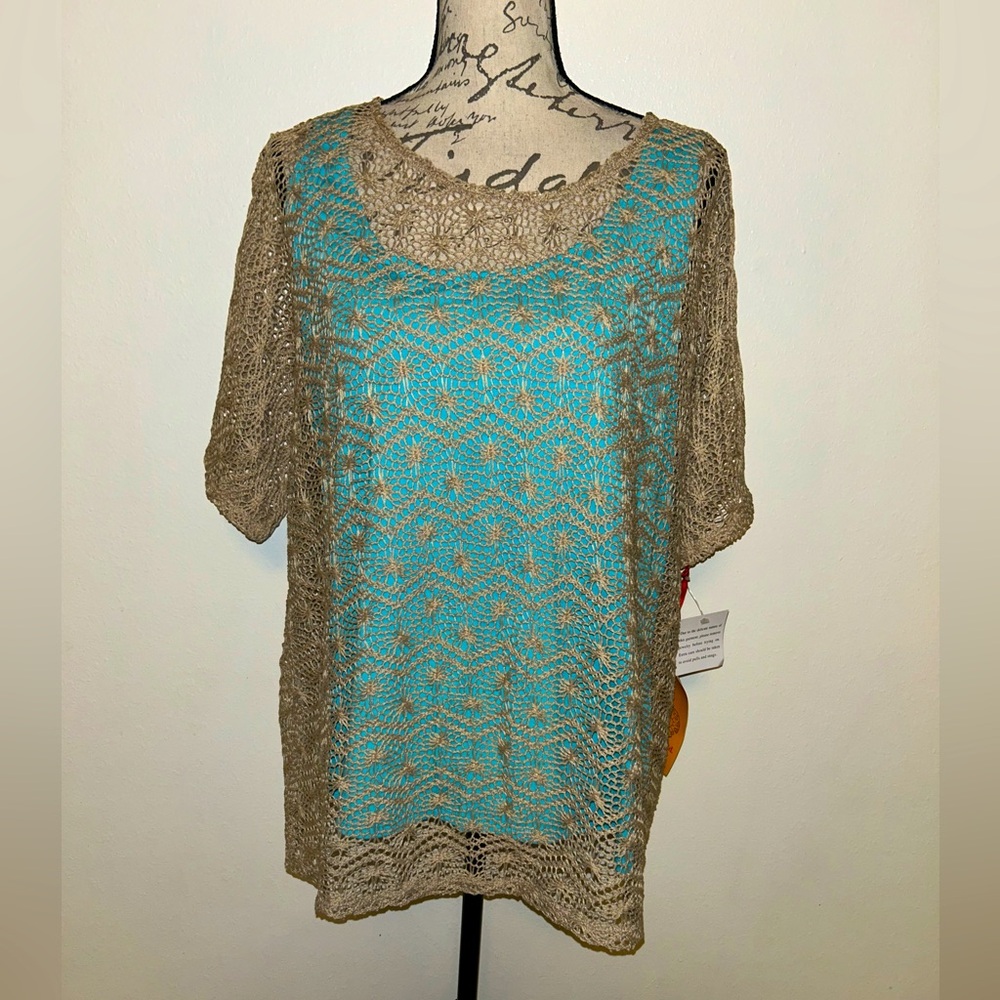🍂♦️NWT Ruby Rd. Woman Netted Layered Top🍂